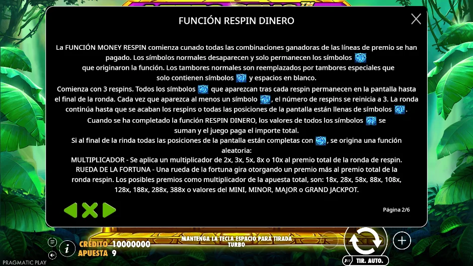 Deluxe — función Respin Dinero
